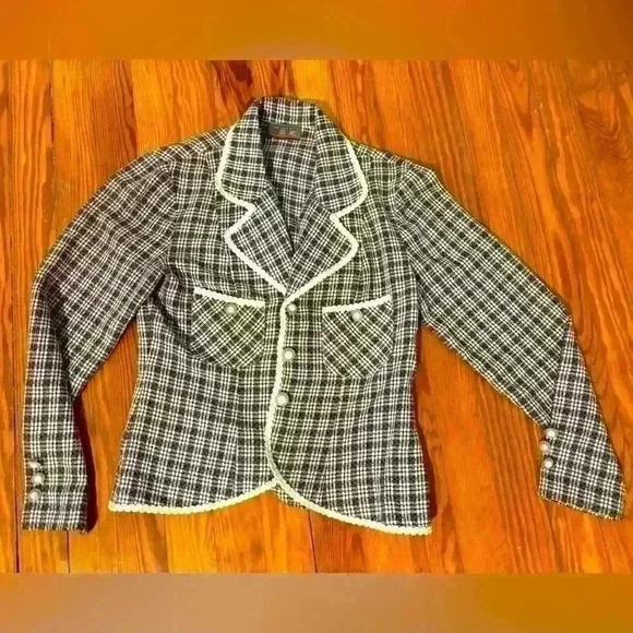 Veronica Beard Inspired Navy Plaid Blazer By New York Style Sz 10 NWOT - Picture 1 of 7